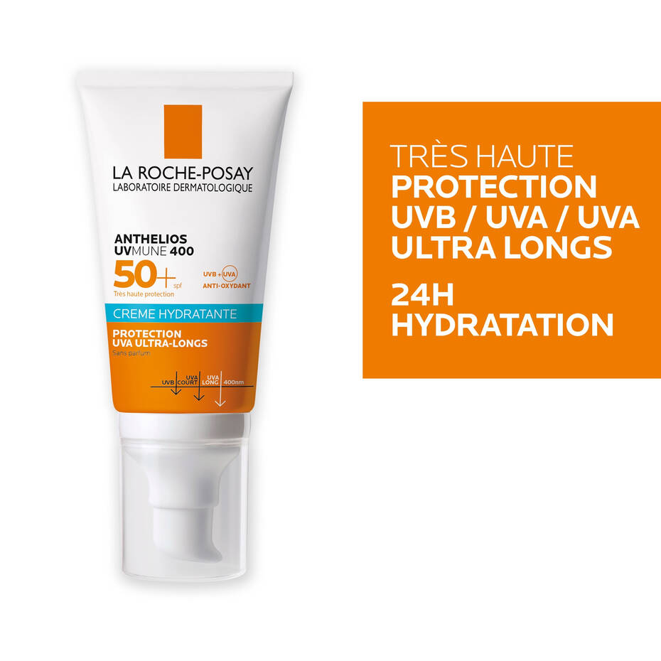 LA ROCHE-POSAY - Anthelios UVMUNE 400 Crème Solaire Hydratante Sans Parfum Peau Sensible SPF 50+ – 50ml