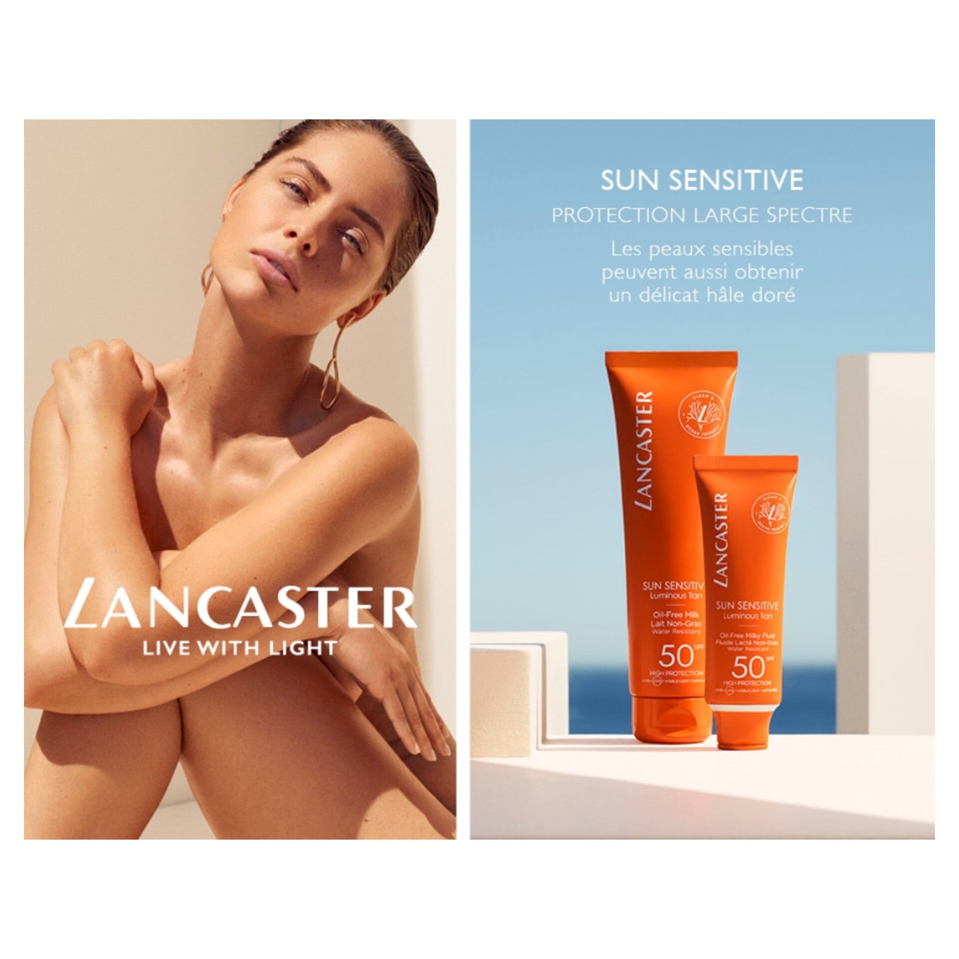 LANCASTER BEAUTY - Sun Sensitive Crème Solaire Visage Sans Huile SPF50 - 50ml