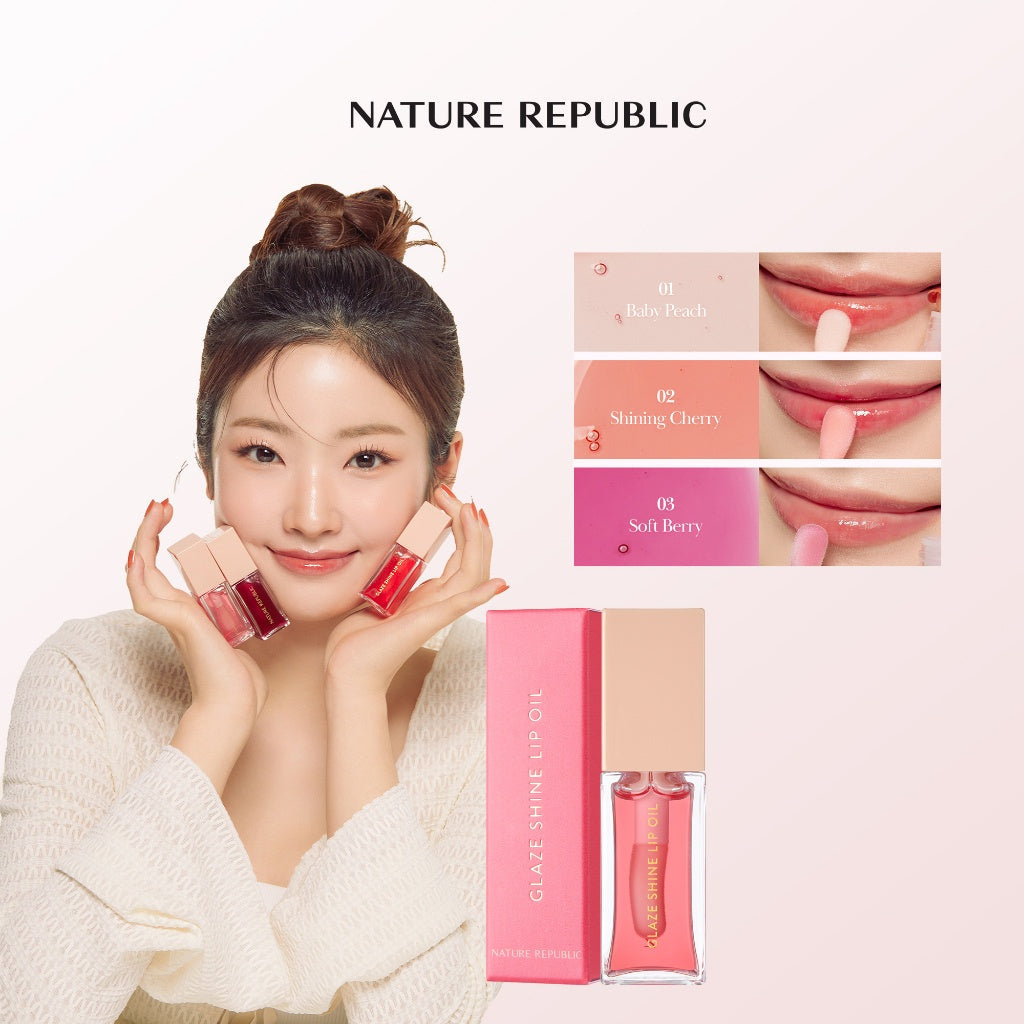 NATURE REPUBLIC - Glaze Shine Lip Oil - réf 01 Baby Peach