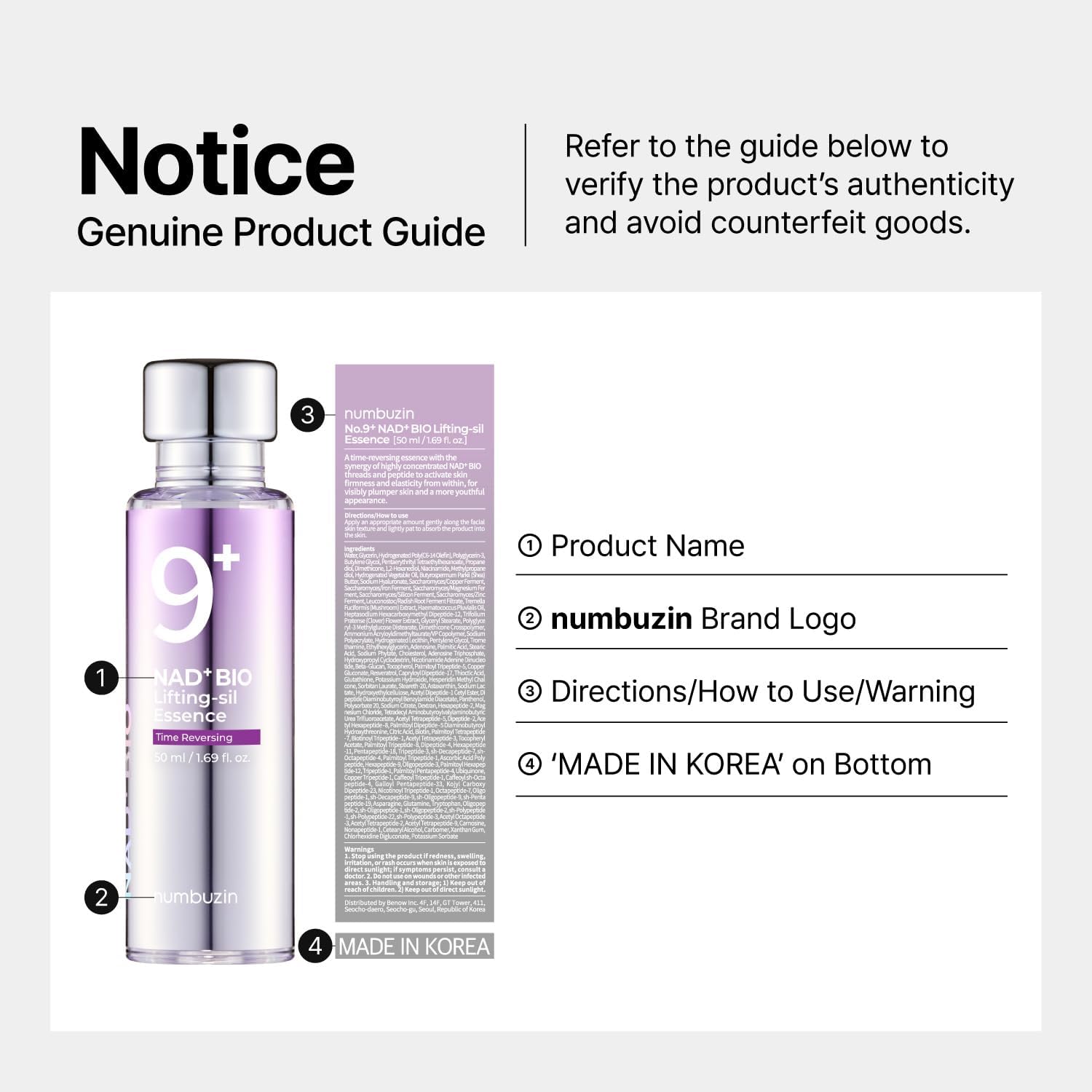 NUMBUZIN - No.9 NAD+Bio Lifting-sil Essence - Essence anti-âge - 50ml