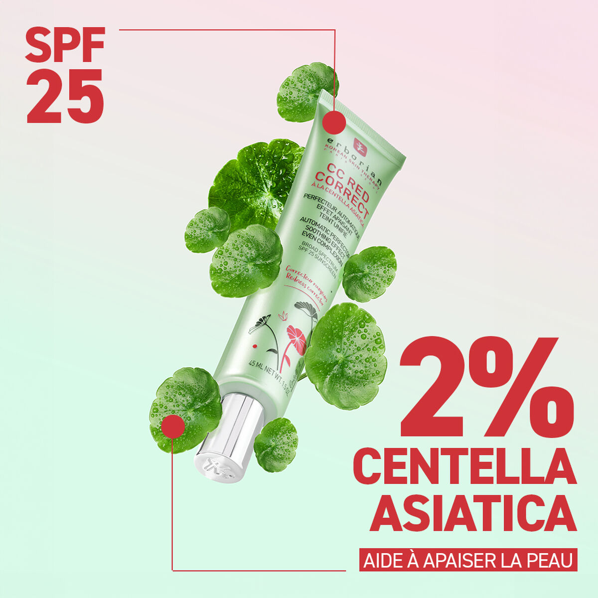 ERBORIAN - CC Red Correct crème anti-rougeurs SPF25 - 45ml