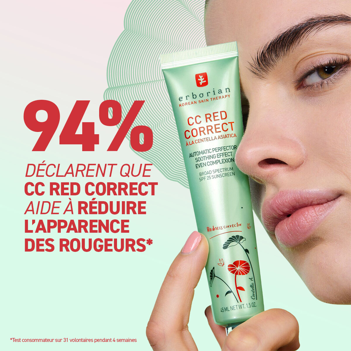 ERBORIAN - CC Red Correct crème anti-rougeurs SPF25 - 45ml